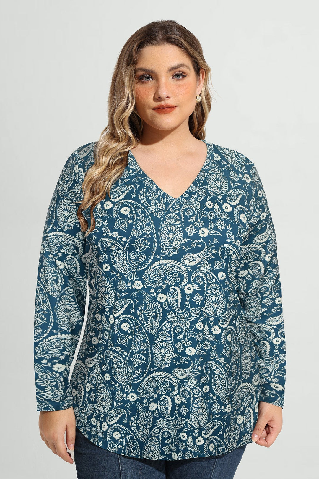 Floral Print Soft Flowy Long Sleeve T-Shirt