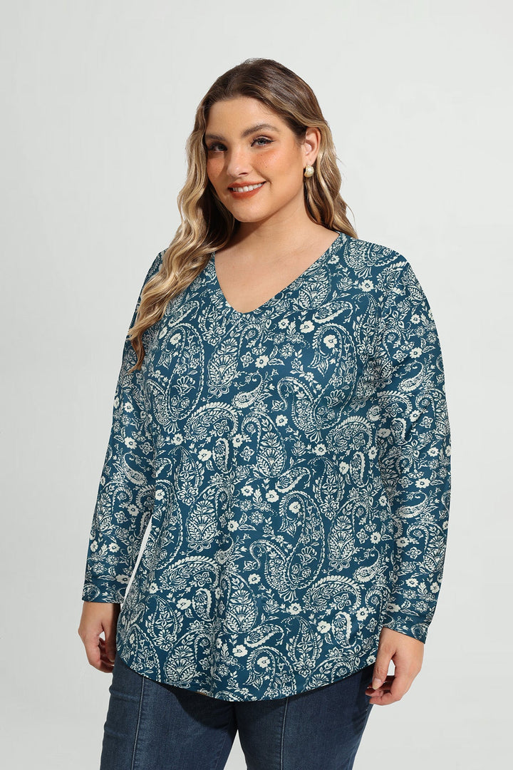 Floral Print Soft Flowy Long Sleeve T-Shirt