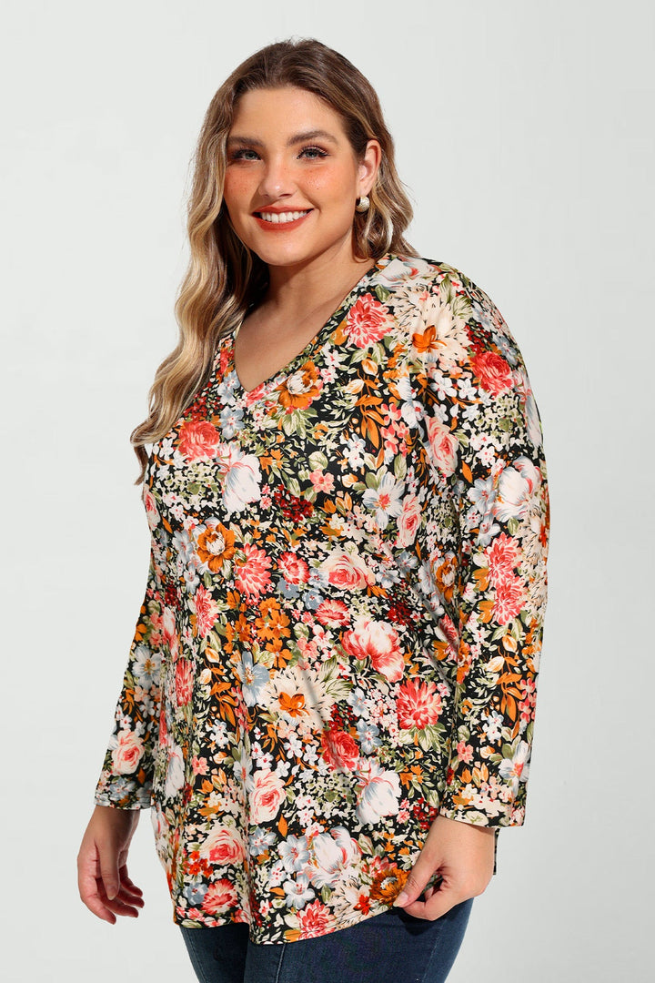 Floral Print Soft Flowy Long Sleeve T-Shirt
