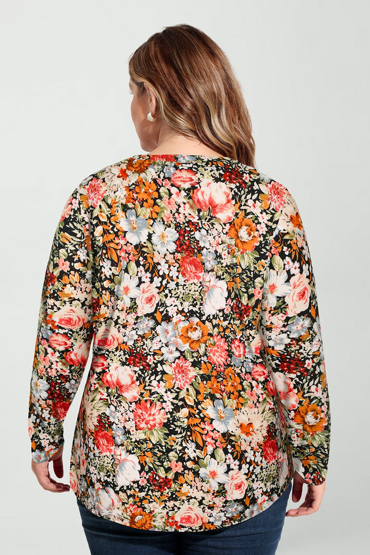 Floral Print Soft Flowy Long Sleeve T-Shirt