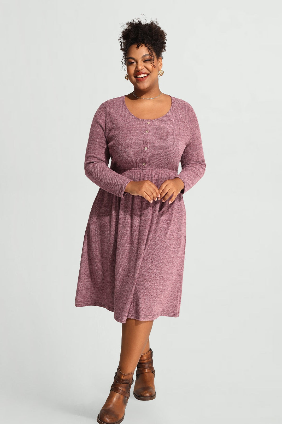 Pocket Sparkle Glitter Button Detail Midi Dress