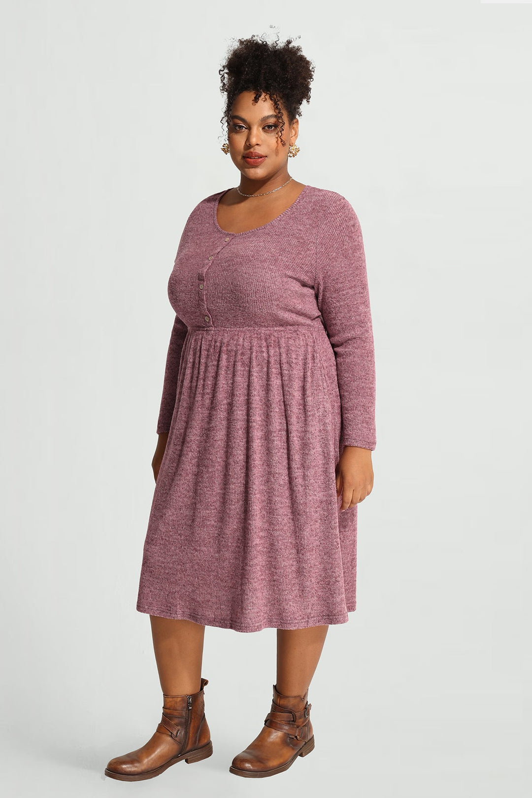 Pocket Sparkle Glitter Button Detail Midi Dress