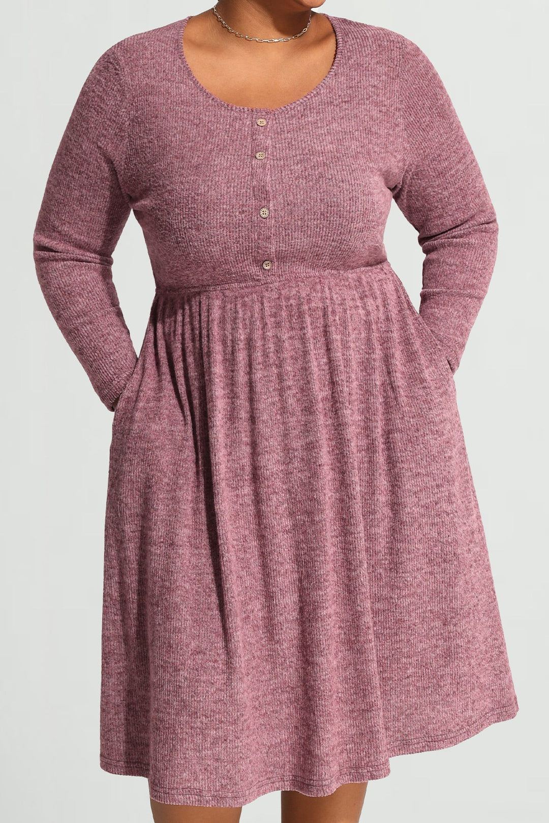 Pocket Sparkle Glitter Button Detail Midi Dress