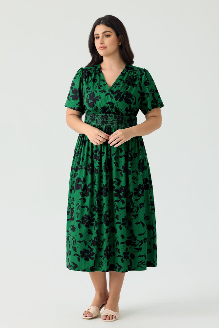 Pockets Smocked Waist Stars Print A-line Maxi Dress