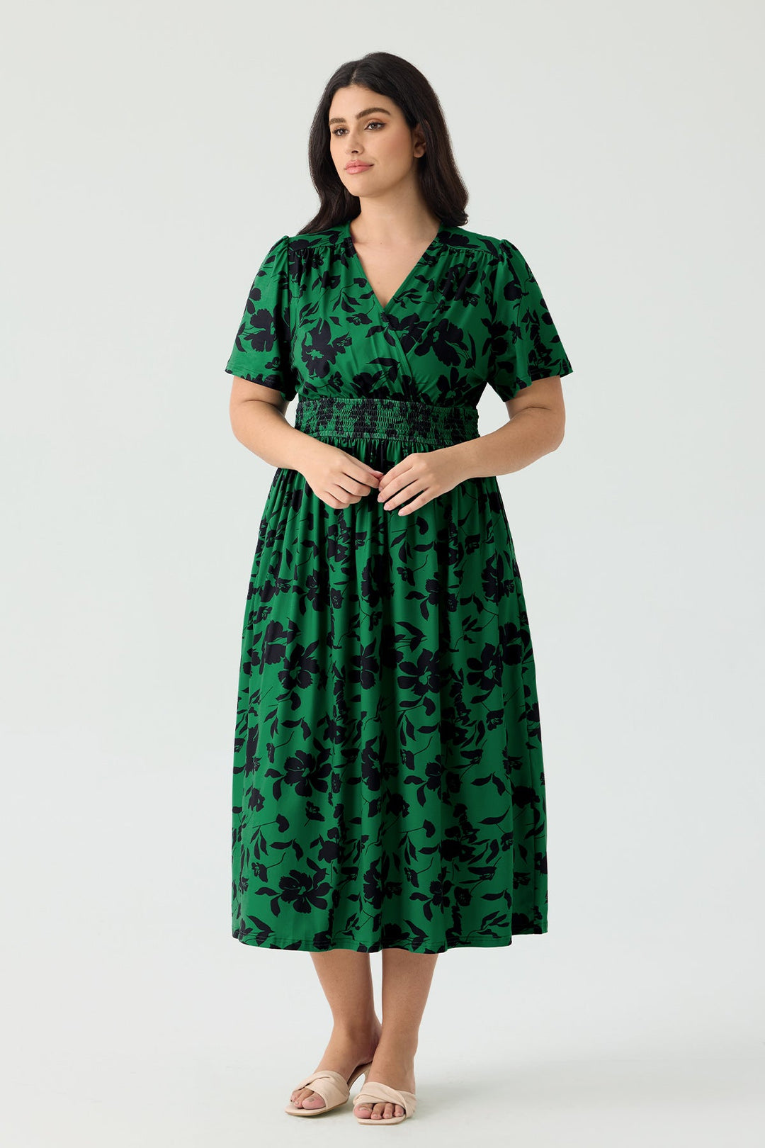 Pockets Smocked Waist Stars Print A-line Maxi Dress