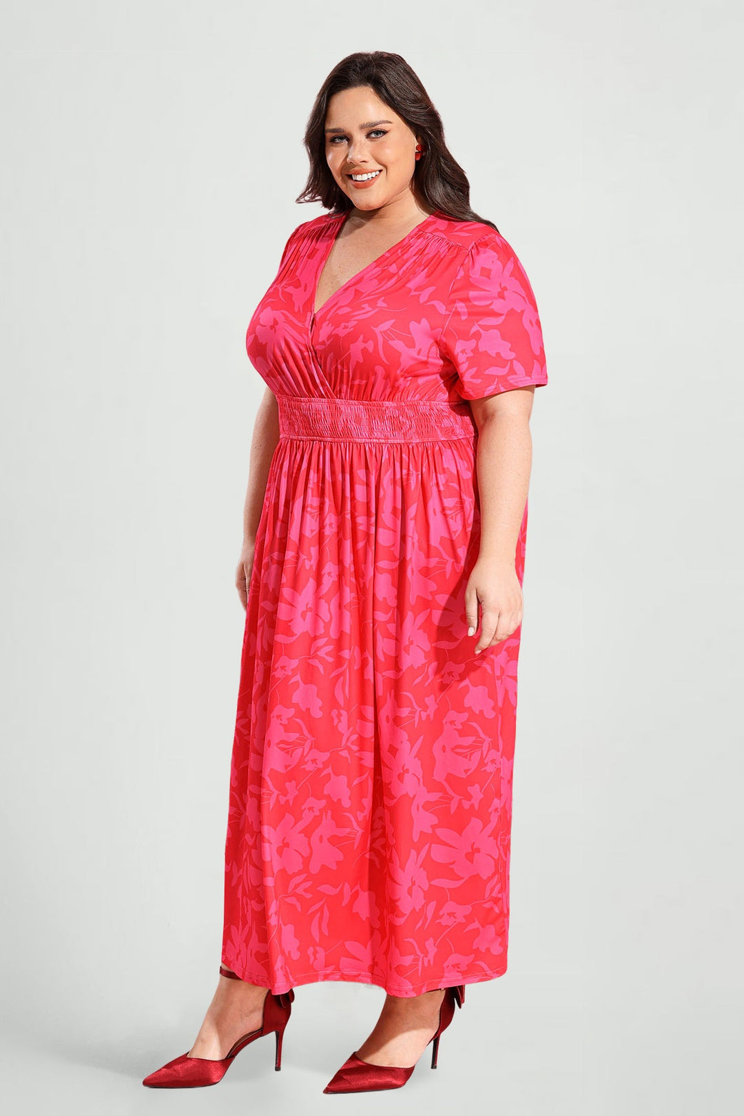 Pockets Smocked Waist Stars Print A-line Maxi Dress