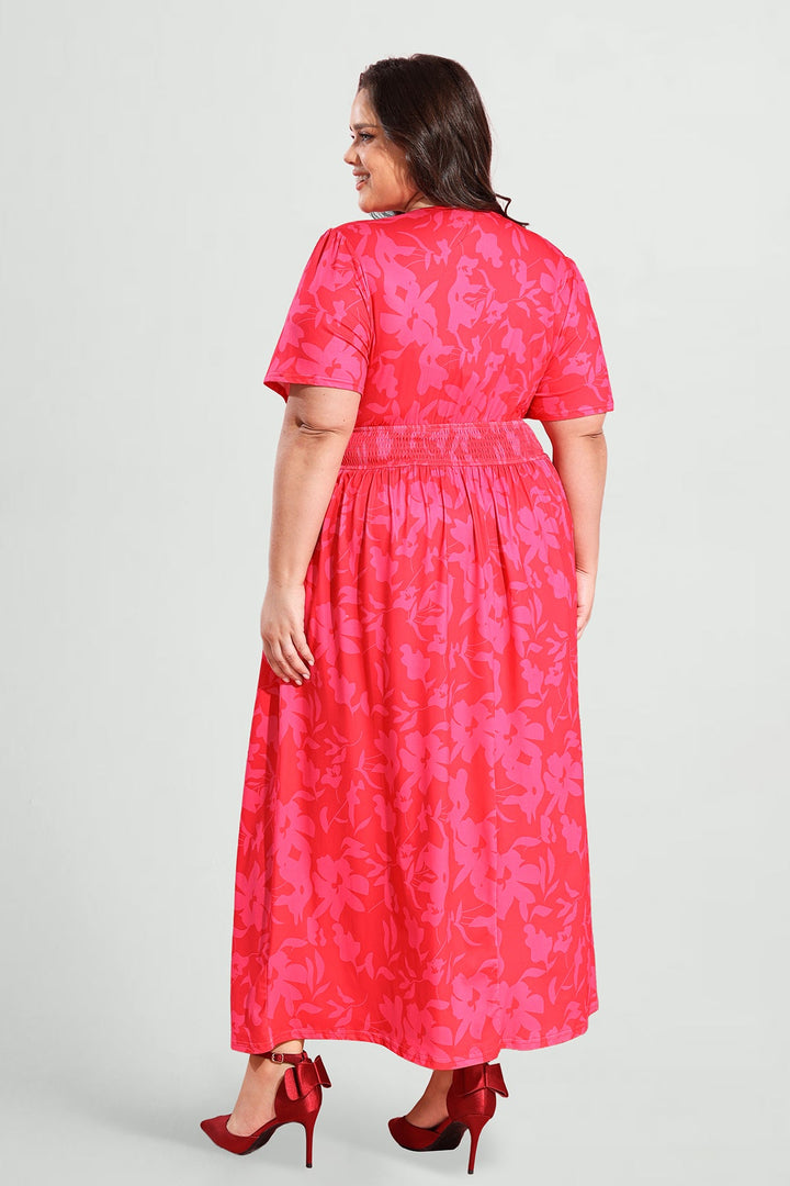 Pockets Smocked Waist Stars Print A-line Maxi Dress