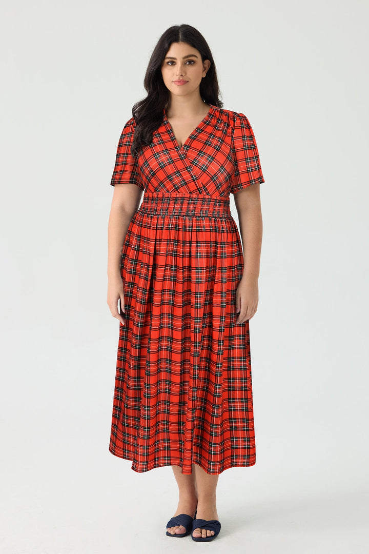 Pockets Smocked Waist Stars Print A-line Maxi Dress