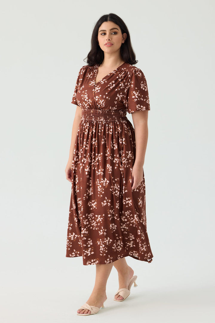 Pockets Smocked Waist Red Plaid A-line Maxi Dress