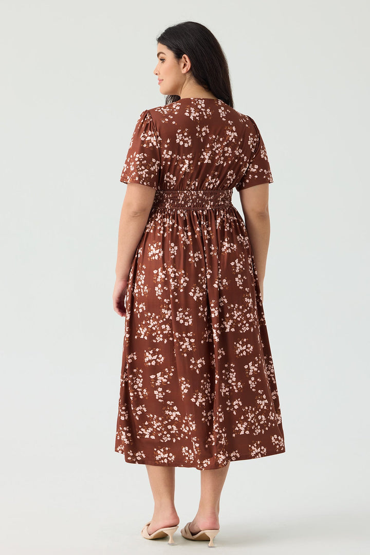 Pockets Smocked Waist Stars Print A-line Maxi Dress