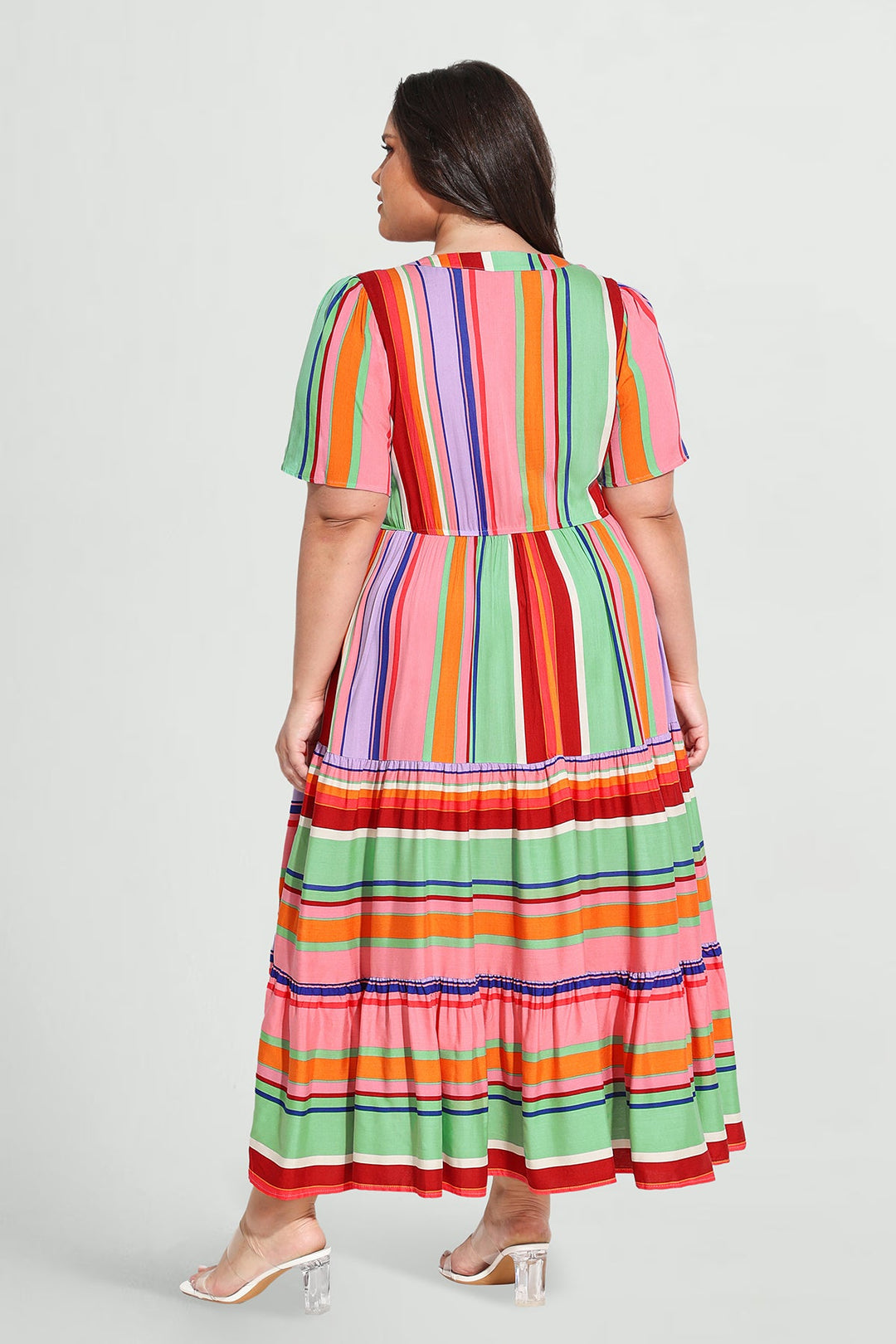Pockets Elasticated Waist Tiered Casual Chic Midi Dress
