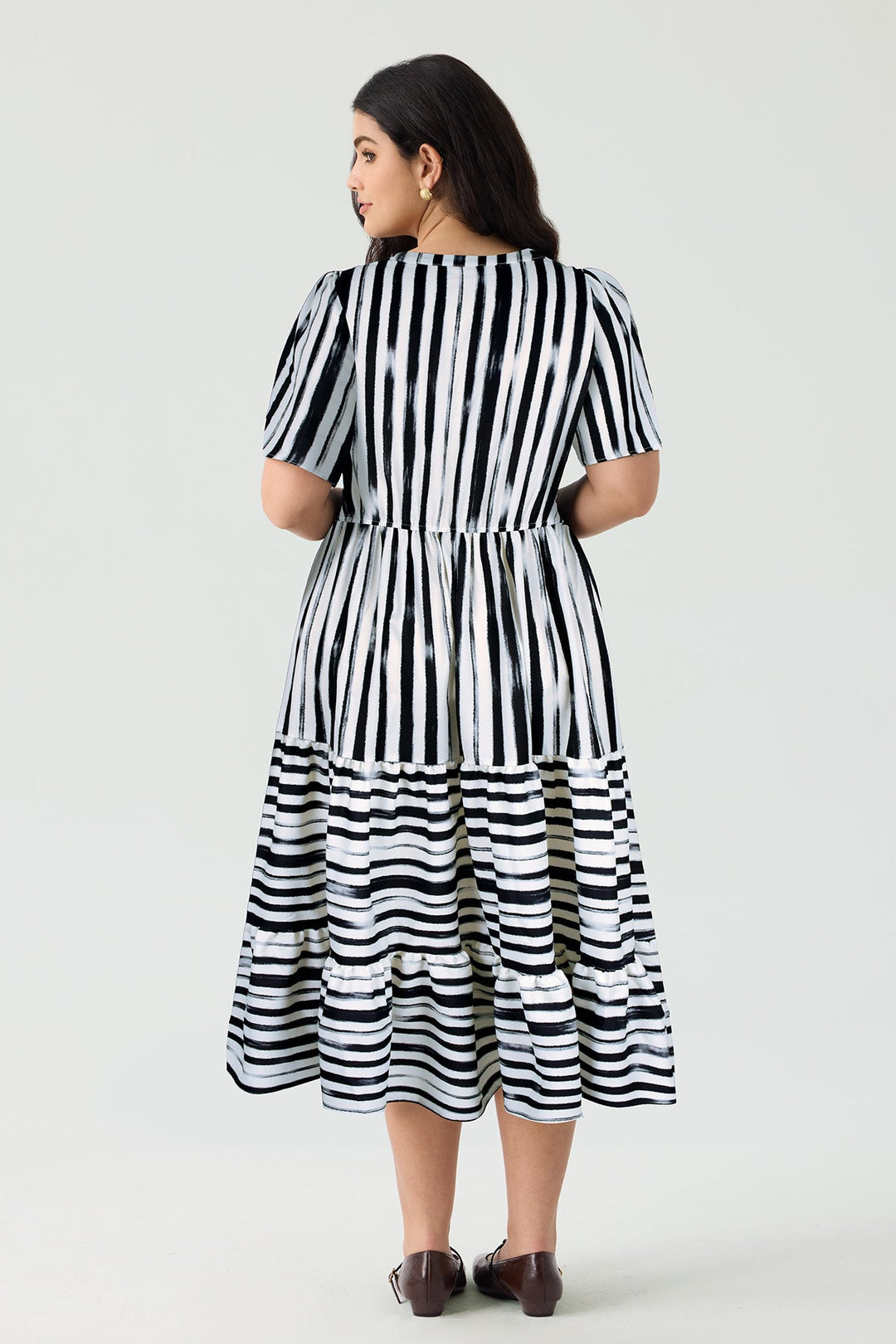 Pockets Elasticated Waist Tiered Casual Chic Midi Dress