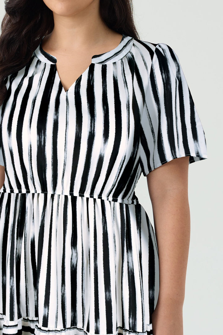 Pockets Elasticated Waist Tiered Casual Chic Midi Dress