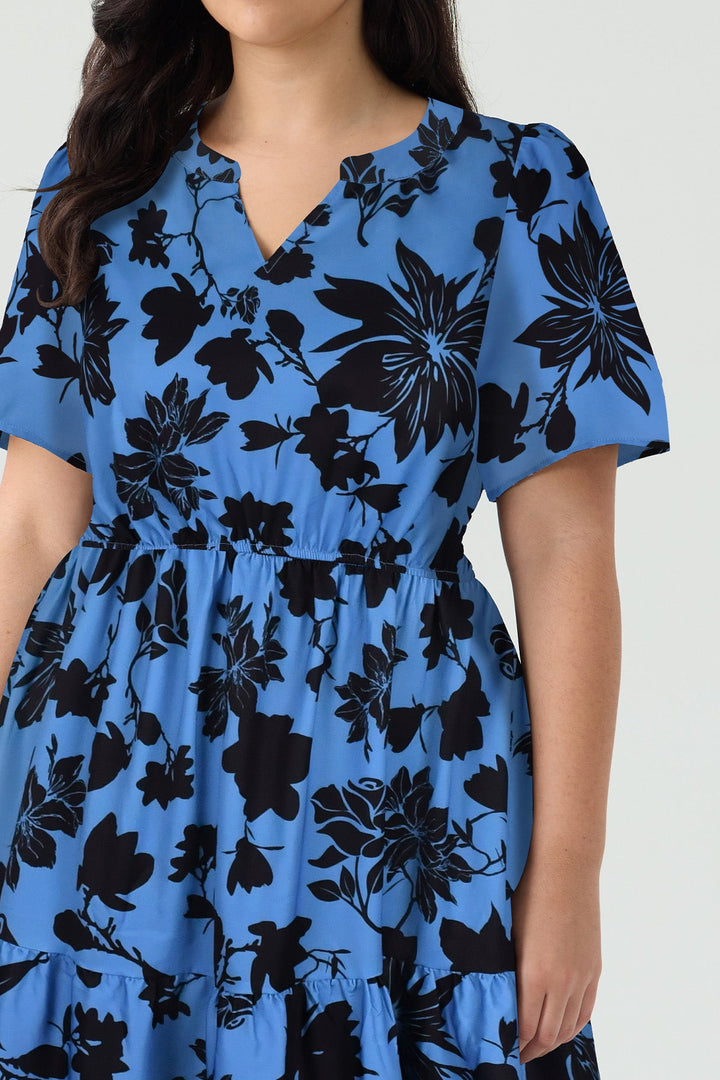 Pockets Elasticated Waist Tiered Casual Chic Midi Dress