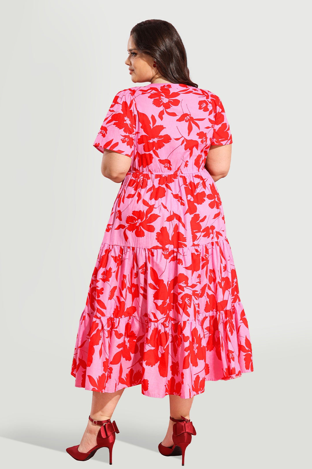 Pockets Elasticated Waist Tiered Casual Chic Midi Dress