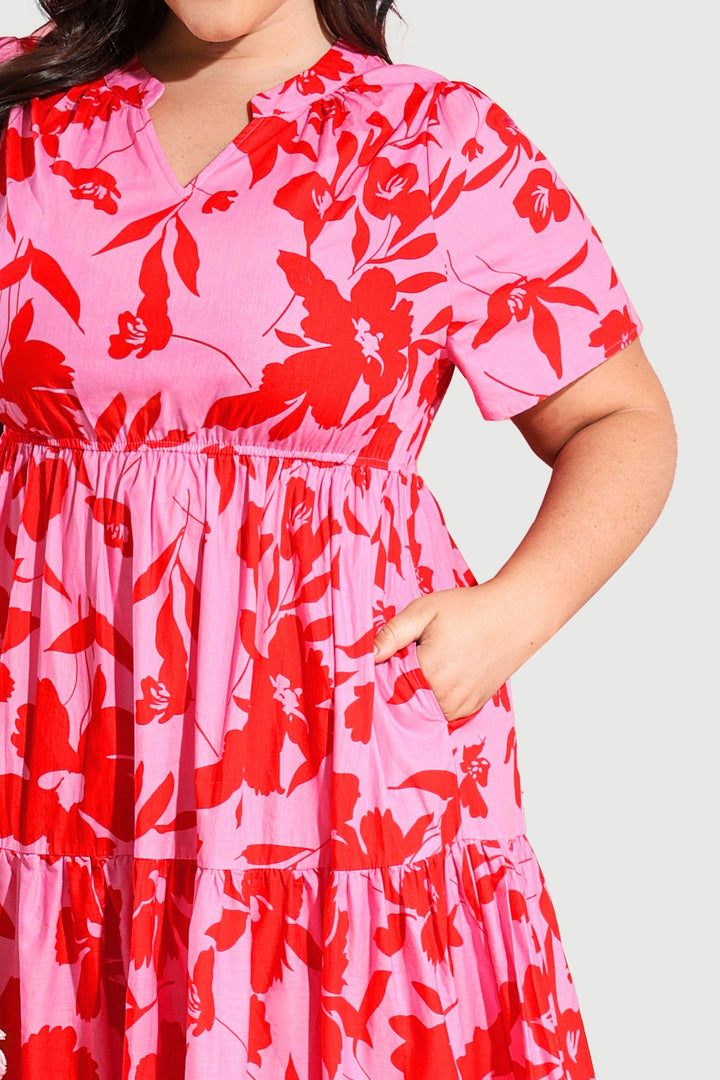 Pockets Floral Tiered Casual Chic Summer Dress