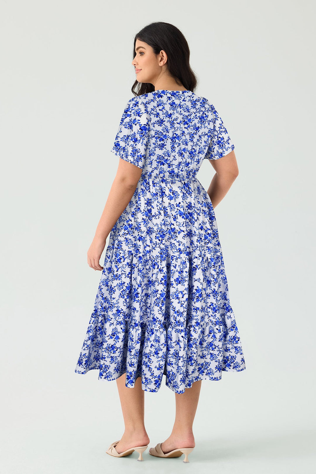 Pockets Elasticated Waist Tiered Casual Chic Midi Dress