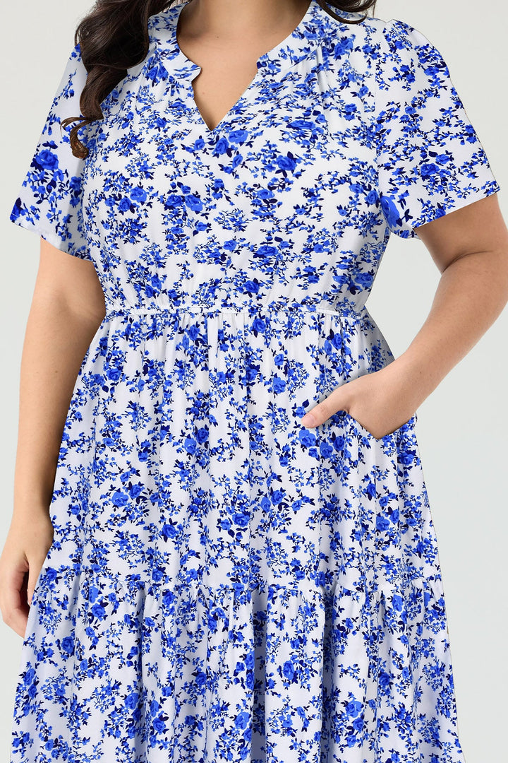 Pockets Elasticated Waist Tiered Casual Chic Midi Dress