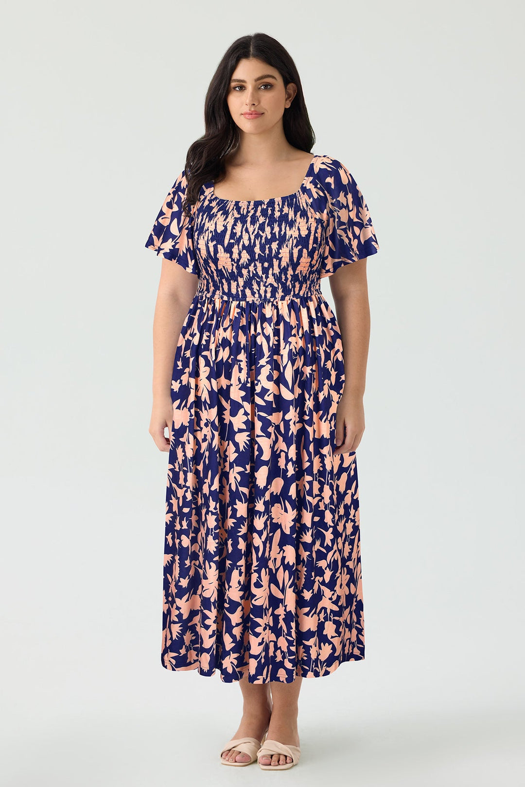 Pockets Floral Print Beach Summer Vibes Midi Dress