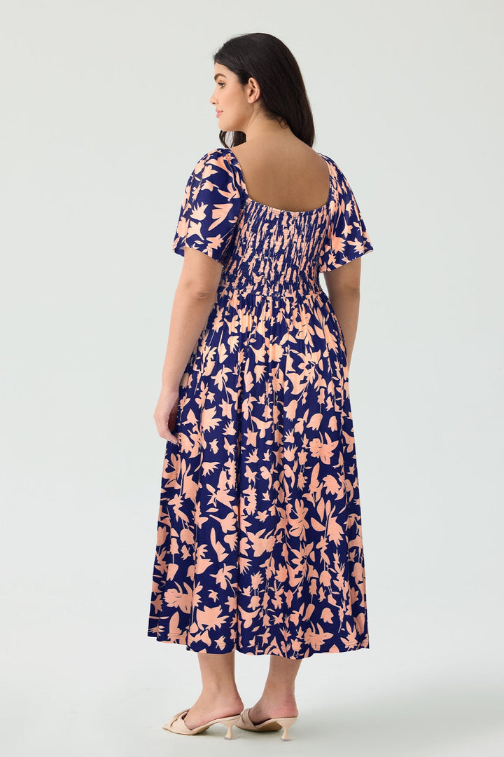 Pockets Floral Print Beach Summer Vibes Midi Dress