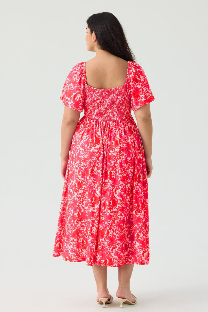 Pockets Floral Print Beach Summer Vibes Midi Dress