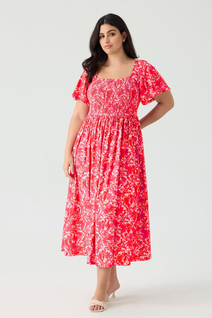 Pockets Floral Print Beach Summer Vibes Midi Dress