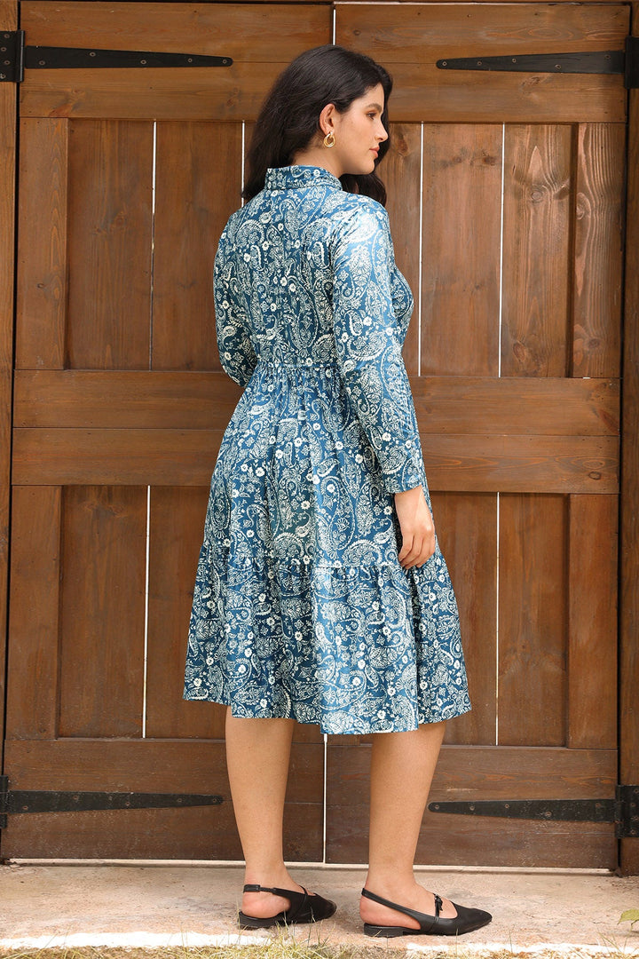 Pockets Bohemian Floral Midi A-line Dress