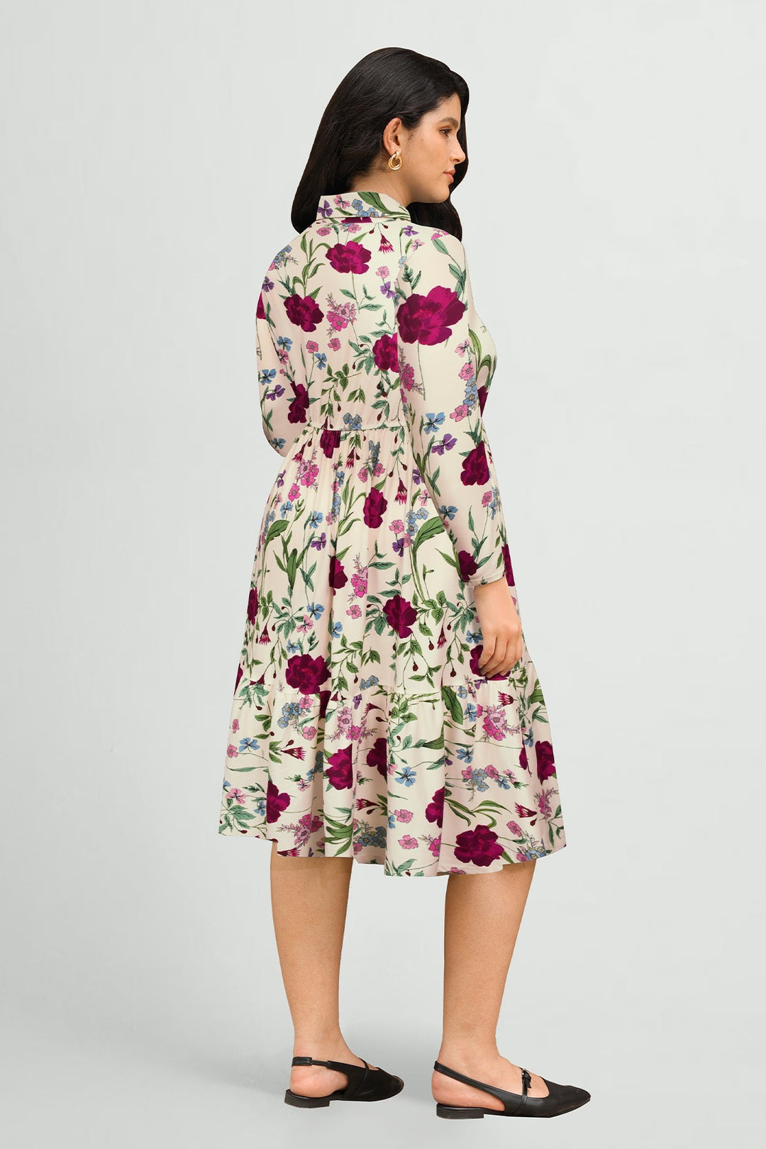 Pockets Bohemian Floral Midi A-line Dress