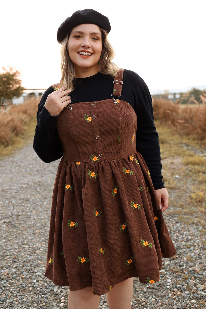 Adjustable Strap Floral Print Overall Knit Dress