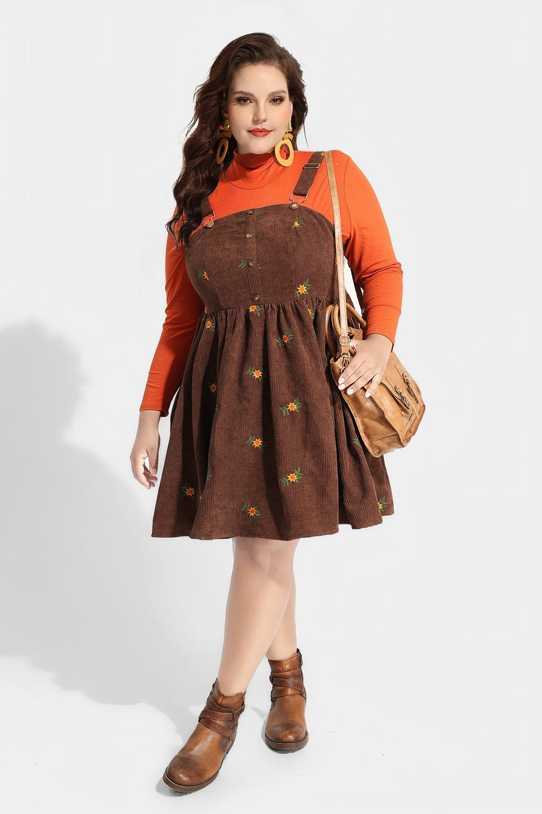 Adjustable Strap Floral Print Overall Knit Dress