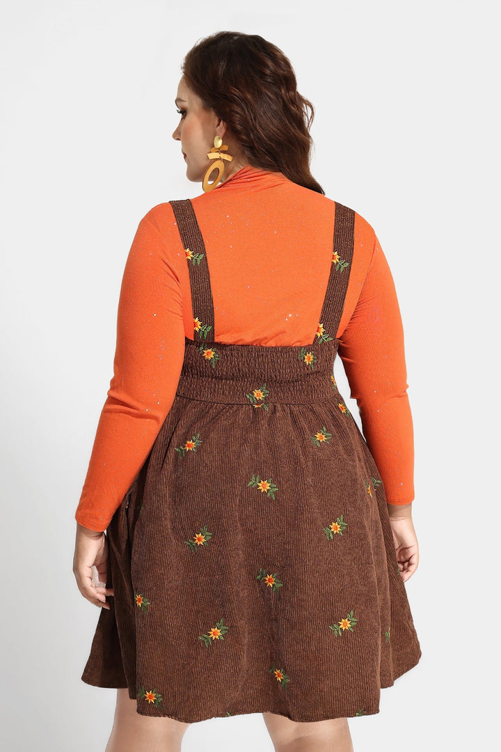 Adjustable Strap Floral Print Overall Knit Dress