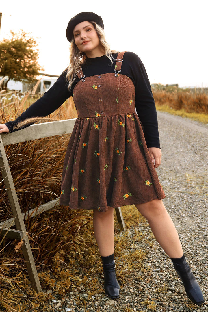 Adjustable Strap Floral Print Overall Knit Dress