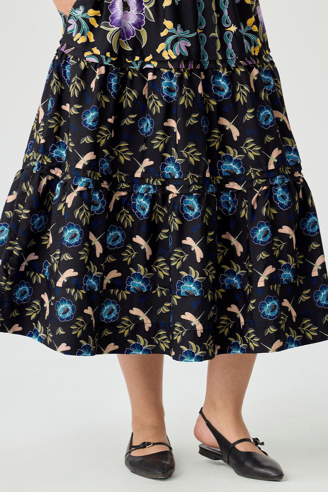 Pockets Boho Folkloric Floral Print Smocked Waist Midi Dress